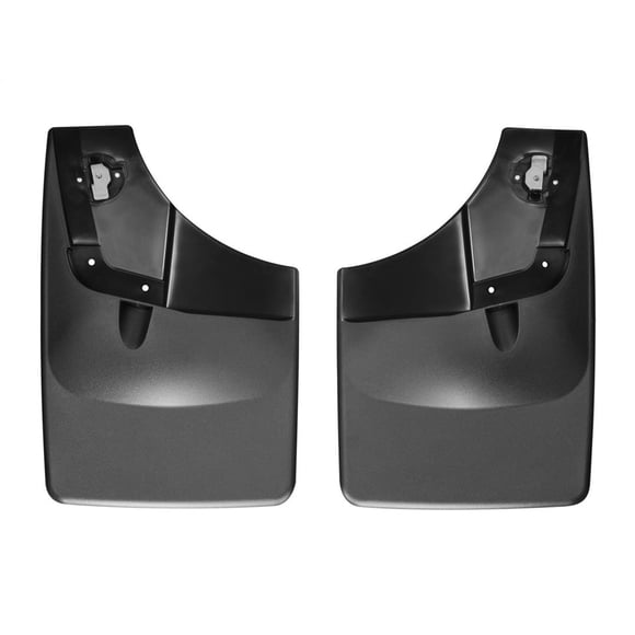 Fits 2015-2020 Ford F-150 Weathertech Mud Flap 120050 Direct-Fit; Set of 2; Contoured; Without Logo; Black; Thermoplastic; QuickTurn Fastening System