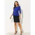 thumbnail image 5 of DARING DIVA Women's Round Neck 3/4 Sleeve Elegant Work Peplum Tops 3XL Blue, 5 of 6