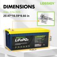 thumbnail image 2 of LOSSIGY 24V 200AH LiFePO4 Lithium RV Battery, Perfect for Solar System, Marine, 5120Wh 5000+ Deep Cycles, Built in BMS with 10 Yrs Lifespan, 2 of 6