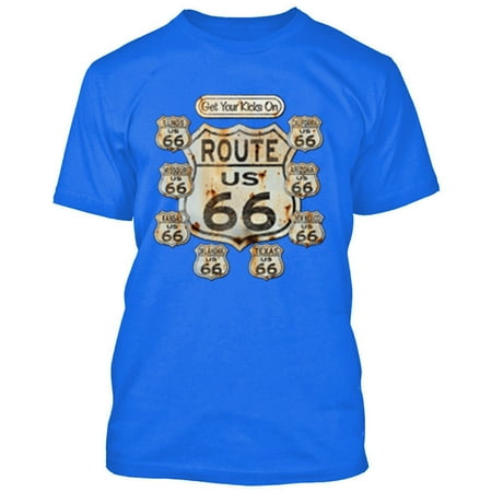 - Route 66 MAN TSHIRT Route Us 66 Man Tee Shirt Get Your Kick On Route 66 Shirt Color Royal Blue Size 3X-Large