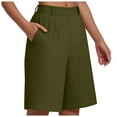 thumbnail image 3 of vigerkar Bermuda Shorts for Women High Waisted Linen Dressy Casual Pleated Wide Leg Summer Shorts with Elastic Waist AG, L, 3 of 9