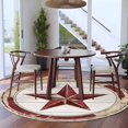thumbnail image 3 of Round Rugs 6Ft, Texas Star Red Round Area Rug Washable Indoor Throw Carpet, Farmhouse Country Western Brown Vintage Soft Non Slip Circle Rug for Office Cabinet Home Decor Aesthetic, 3 of 8