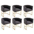 thumbnail image 2 of Guyou Modern Linen Dining Chair Set of 6, Mid-century Upholstered Barrel Kitchen Chairs Fabric Side Chair with Metal Legs and Curved Back for Living Room Dining Room Bedroom, Charcoal, 2 of 11