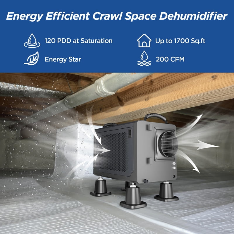120 pt. 1700 sq. ft. Bucketless Commercial Dehumidifier in Gray, Remote Control
