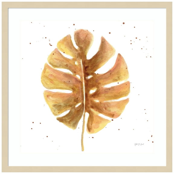 Amanti Art Golden Palm II Wood Framed Wall Art Print