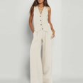 thumbnail image 2 of Cathalem Pants Set Women 2 Piece Lightweight Wide Leg Pants Suit Set,Beige L, 2 of 5