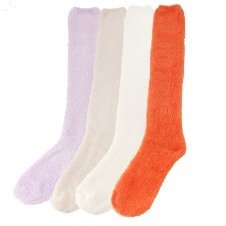 

Women s Extra Large Fuzzy Knee High Soft Colored Socks - Assortment B - 4 Pairs