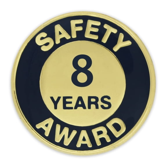 PinMart's Gold and Navy 8 Year Safety Award Enamel Lapel Pin