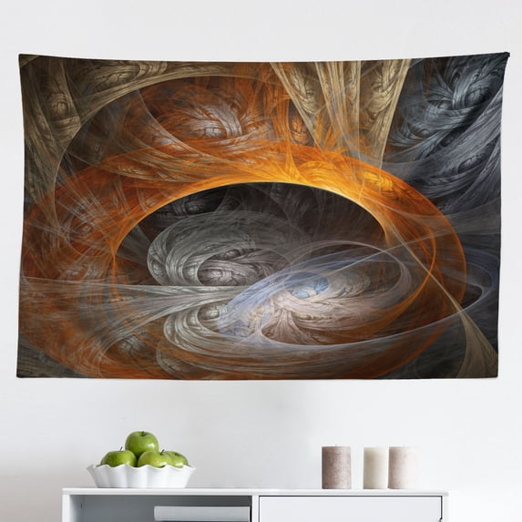 Fractal Tapestry, Digital Abstract Floral Pattern in Tones Flower Blooms Illustration Image, Fabric Wall Hanging Decor for Bedroom Living Room Dorm, 2 Sizes, Hunter Green, by Ambesonne
