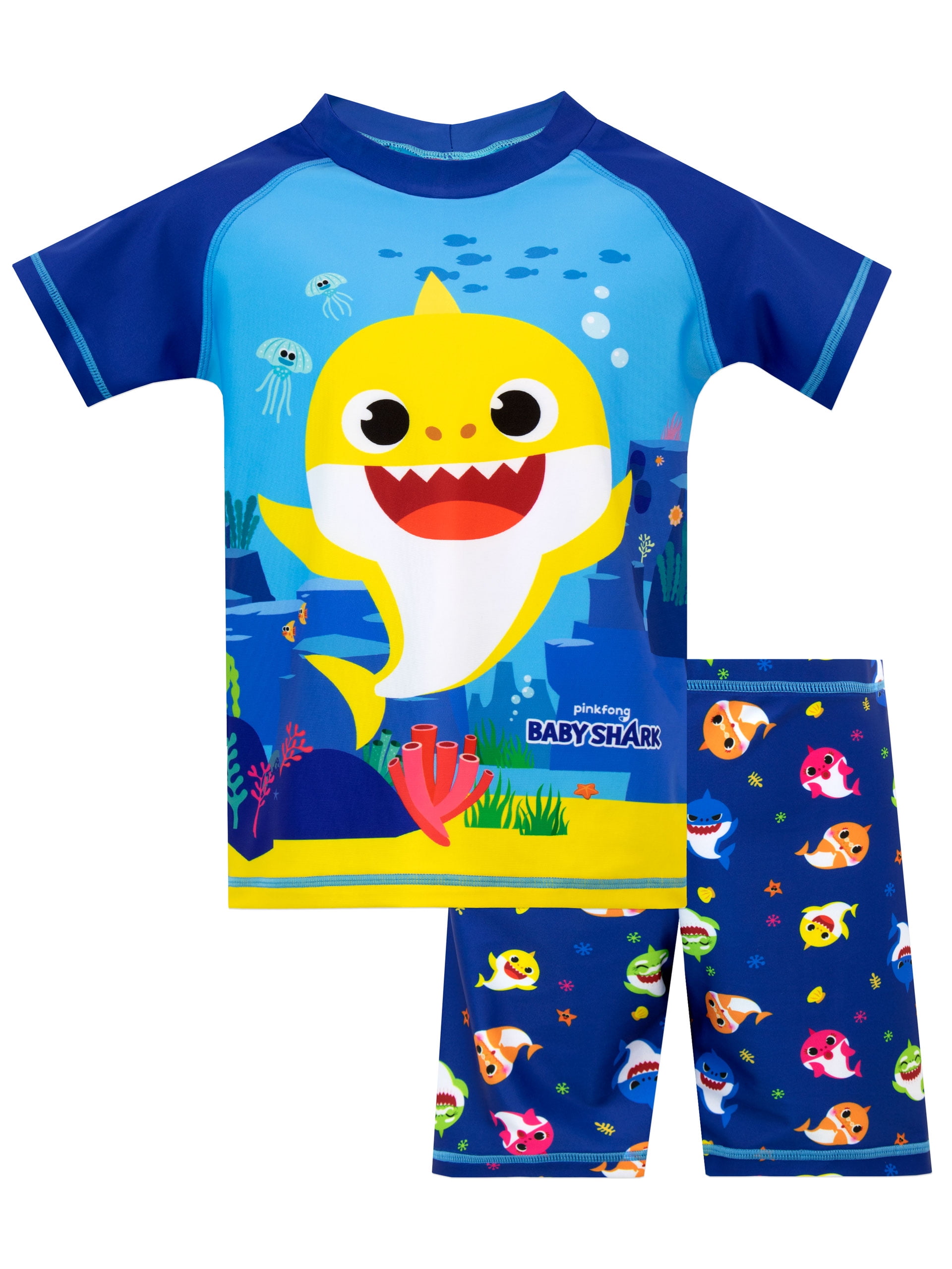 Baby Shark Boys Yellow Fin Swim Set Blue Sizes 18M6