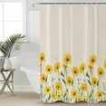 thumbnail image 4 of Shower Curtain Bathroom Set Yellow Daisy Watercolor Flower Waterproof Fabric Shower Curtains with Grommets&Hooks Country Leaves Retro Linen Privacy Bath Curtain for Bathtub 36x72in, 4 of 7