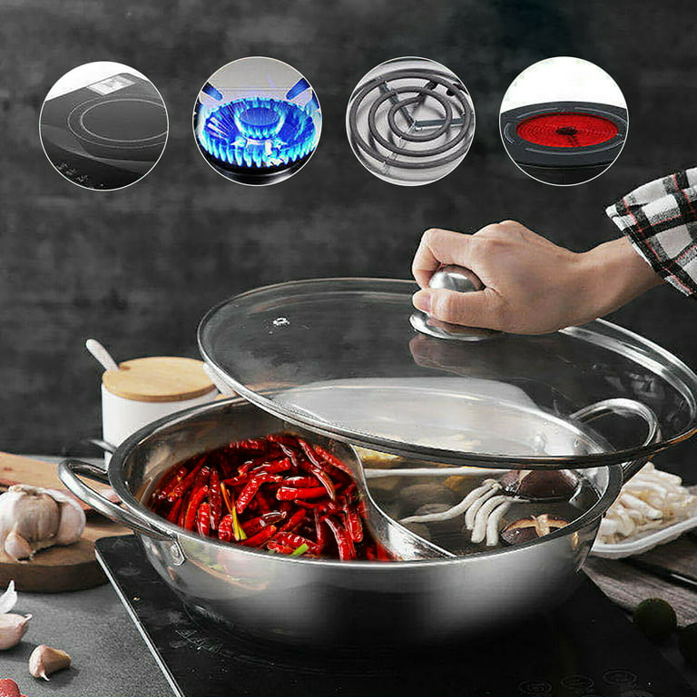 Hot Pot with Divider Stainless Steel Hot Pot Divided Hot Pot Pan Household  Hot