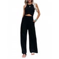 thumbnail image 4 of Pantalones anchos de mujer de talla grande de algodón y lino para primavera y verano, pantalones largos casuales con cintura elástica, versátiles, 4 of 6