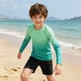 thumbnail image 2 of Bigetiay Boys Long Sleeve Rash Guard Swimwear UPF 50+ Gradient Sun Shirt Kids Toddler, Size 9-10 Years, 2 of 5