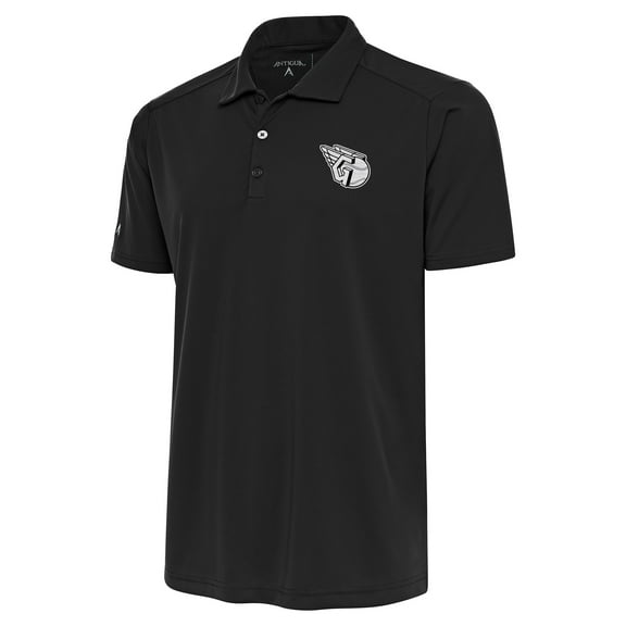 Men's Antigua Black Cleveland Guardians Metallic Tribute Polo