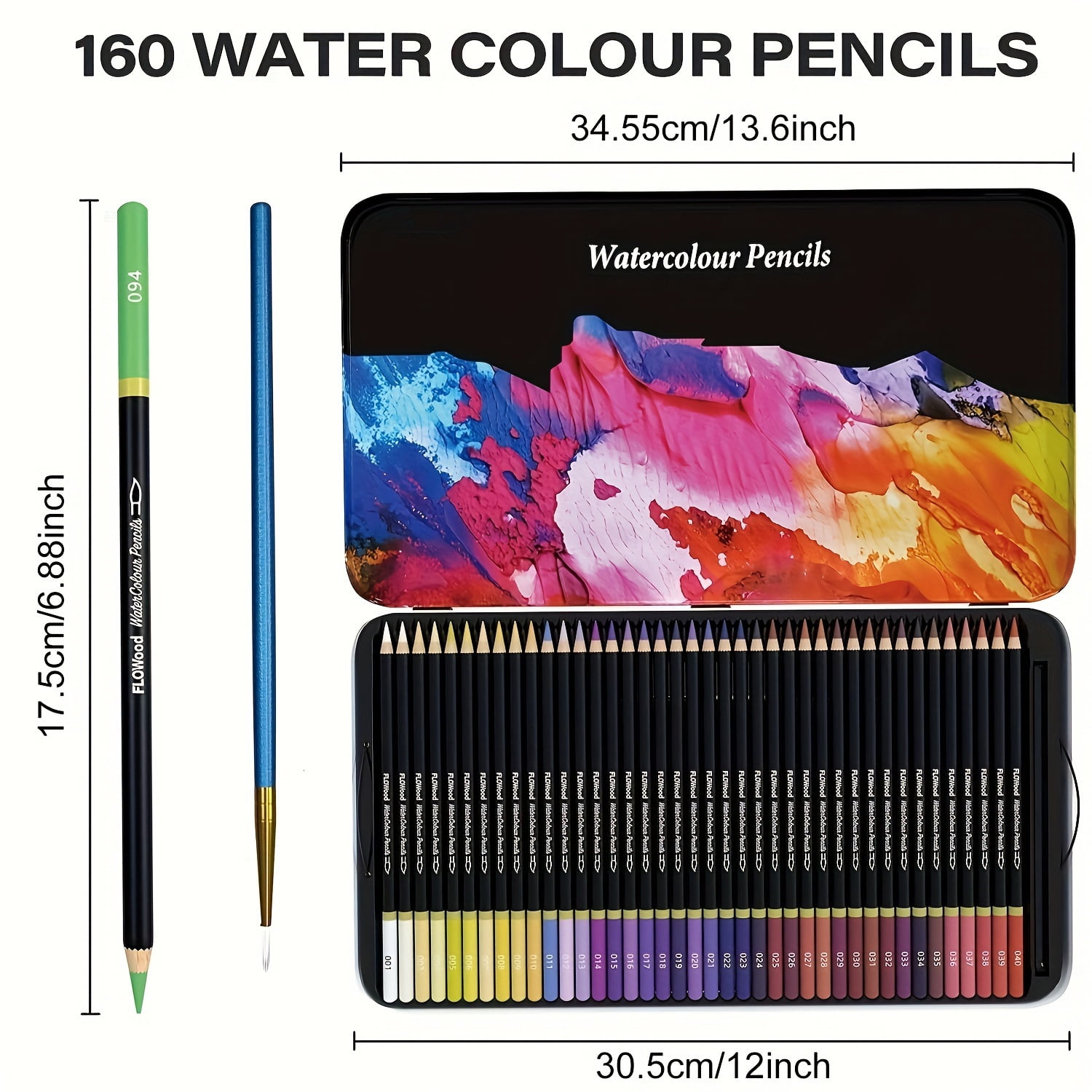 160 Watercolor Pencils, Beautiful Blending Effects with Wet or Dry,Ideal for Coloring Book Blending Sketching- Water Soluble Pencils for Adults