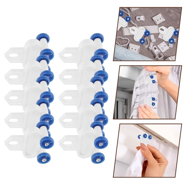 OULII 20Set Curtain Track Rollers Plastic Smooth Sliding Silent Operation For Windows Closets Bedrooms