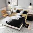 thumbnail image 2 of Manfei Retro Oil Painting Queen Sheets, Gold Black White Queen Sheet Sets, Black Reversible 4 Pieces1 Flat Sheet + 1 Fitted Sheet + 2 Pillowcases, 2 of 6