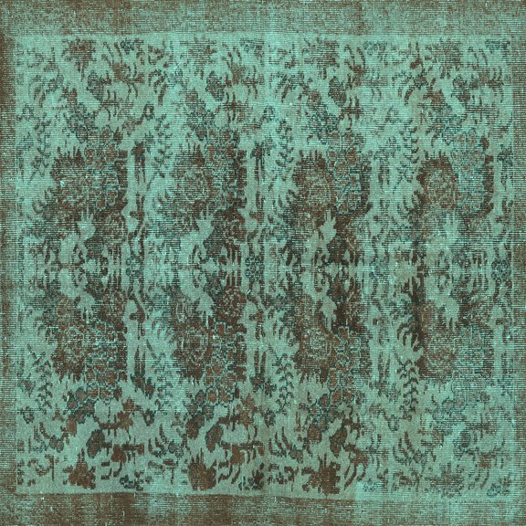 Ahgly Company Indoor Square Persian Turquoise Blue Traditional Area Rugs, 7' Square