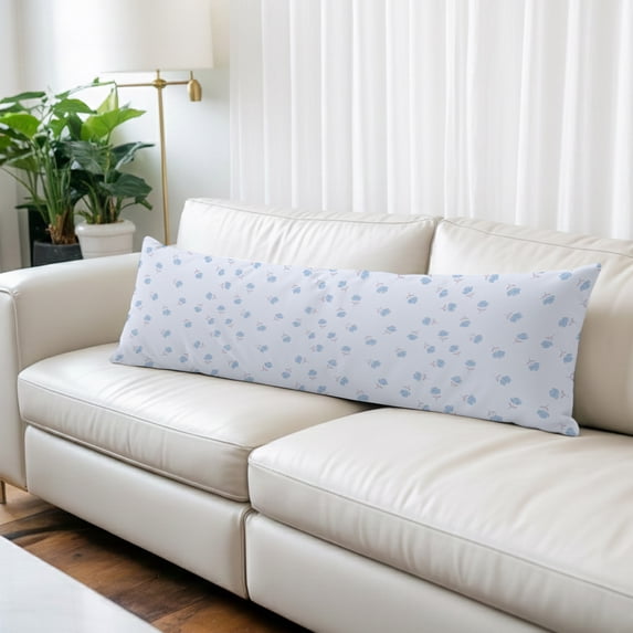 Blue Flowers Body Pillow Cover 20 x 60 Inch Decorative Pillow Cover Spring Floral Elegant Pastoral Botanical Lumbar Pillowcase Seasonal Rectangle Cushion Case for Couch Sofa Bed Living Room