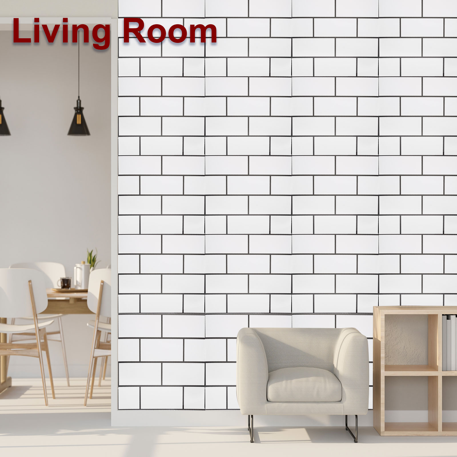 Uxcell 20Pcs Peel and Stick Marble Tiles, Waterproof Wall Panel Backsplash, 12"x12" Peel and Stick Shower Tiles for Bathroom, White Brick Design