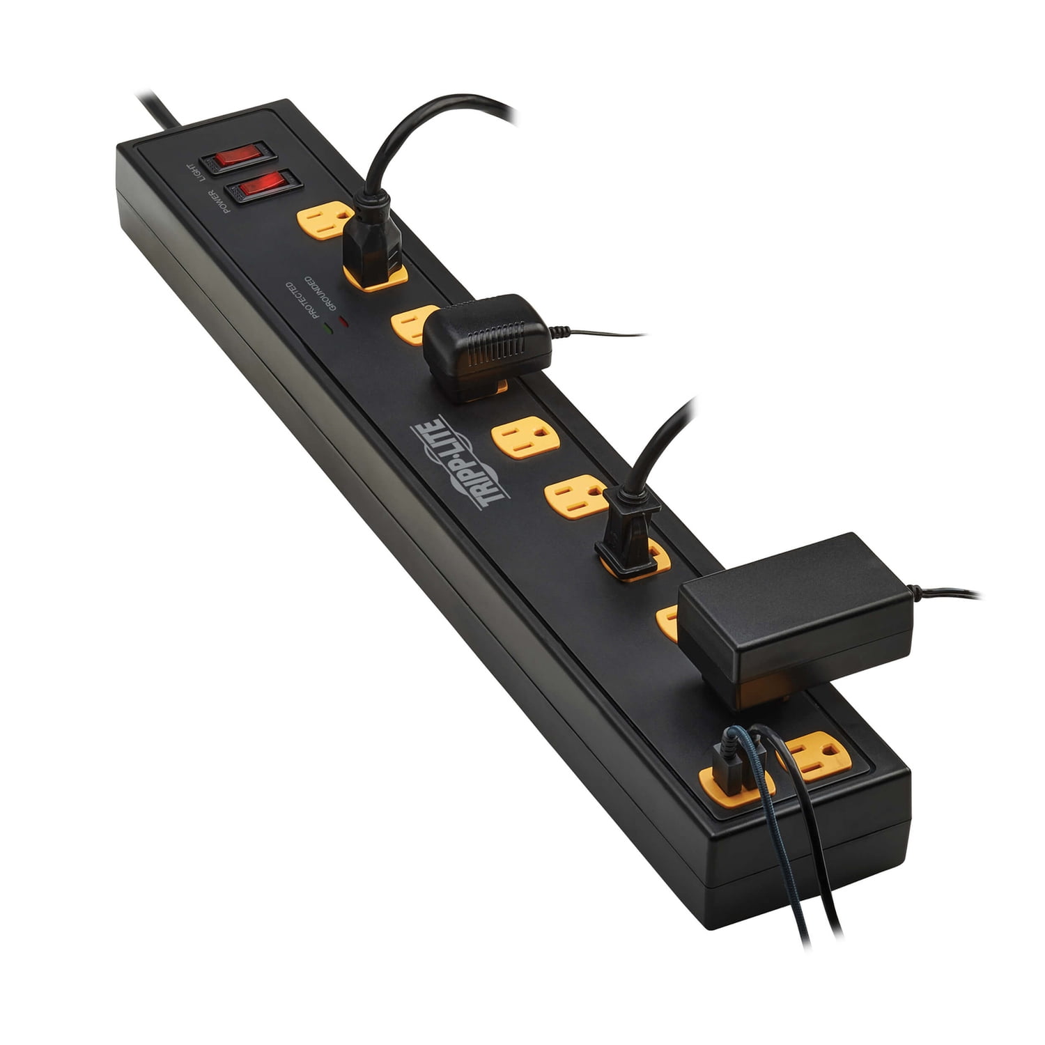 Tripp Lite by Eaton Protect It! 1,350-Joules Surge Protector with 2 Swivel Light Bars, 10 Outlets with 4 USB Ports, 6-Ft. Cord, TLP1006USB, TLP1006USB