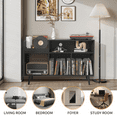 thumbnail image 3 of Record Player Stand with Power Outlet, Mid-Century Record Player Table with Open Vinyl Storage Holds up to 300 Albums, Living Room Office, Black, 3 of 7