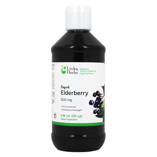 LuckyHerbs Liquid Black Elderberry 500 mg. 8 fl. oz.