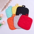 thumbnail image 6 of Square Quilted Pot Holders, 7x7 inch Heat Resistant Cotton Potholders with Hanging Loop, Non-Slip Hot Pads for Kitchen Cooking Baking, Multi Colors, 6 of 9