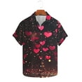 thumbnail image 2 of Unisex Relaxed Short-Sleeve Heart Print Couple Shirt Valentine's Day Gift Turn-Down Collar Summer Casual Multi-Color, 2 of 5