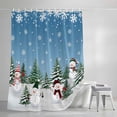thumbnail image 3 of Shower Curtains for Bathroom, Blue Snowman Christmas Waterproof Fabric Shower Curtain, Xmas Tree Green Snowflake Decorative Bathroom Curtain for Bathtub, 72"x72", No Hooks Included, 3 of 9