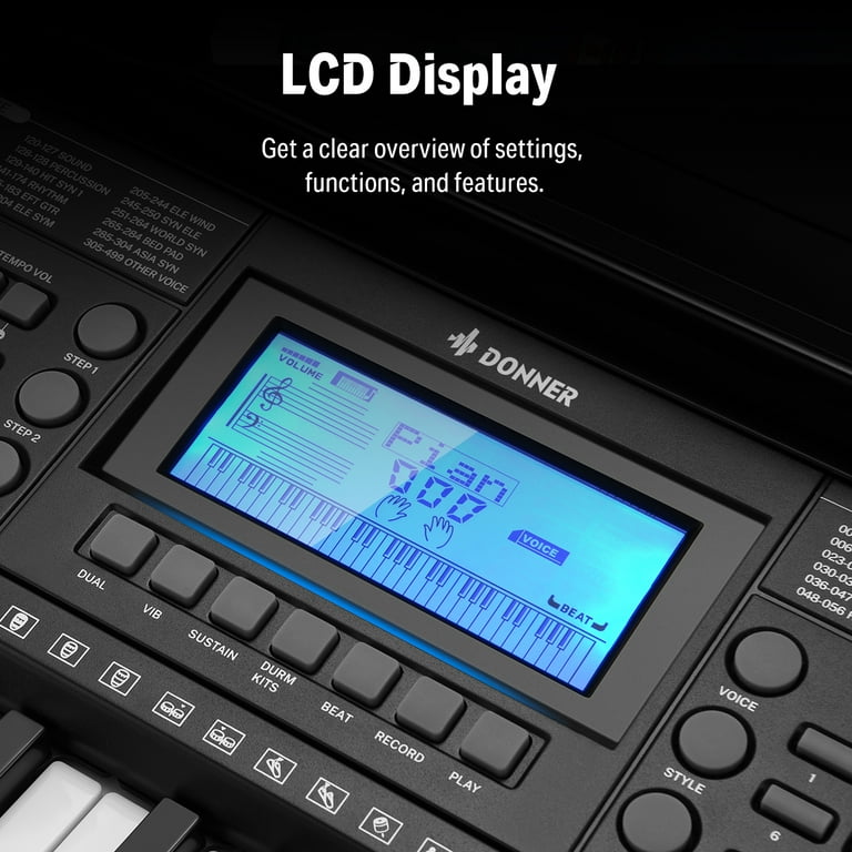 Donner DEK-610 61-Key Full-Size Electronic Piano with LCD, MP3/USB