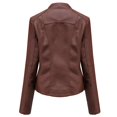 thumbnail image 3 of SWSMCLT Women's Leather Jacket Faux Suede Jacket Long Sleeve Streetwear Motorcycle Fall Fashion Hoodless Outerwear Coffee 12-14, 3 of 4