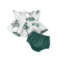 thumbnail image 2 of Fesfesfes Girls Outfits Cute Casual Children Bandage Print Short Sleeve Round Neck Tops And Short Pants Sets, 2 of 4