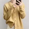 thumbnail image 5 of Cardigan Manteau Décontracté pour Femme à Col Rond, Couleur Unie, Léger, Confortable, Élégant, Polyvalent, Tricot, 5 of 5