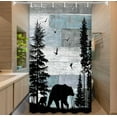 thumbnail image 2 of Rustic Cabin RV Shower Curtain, Farmhouse Country Bear Forest Vintage Wood Decor Bath Curtain, Hunting Camping Waterproof Fabric Bathroom Accessories Set with Hooks 36x72 Inches, 2 of 6