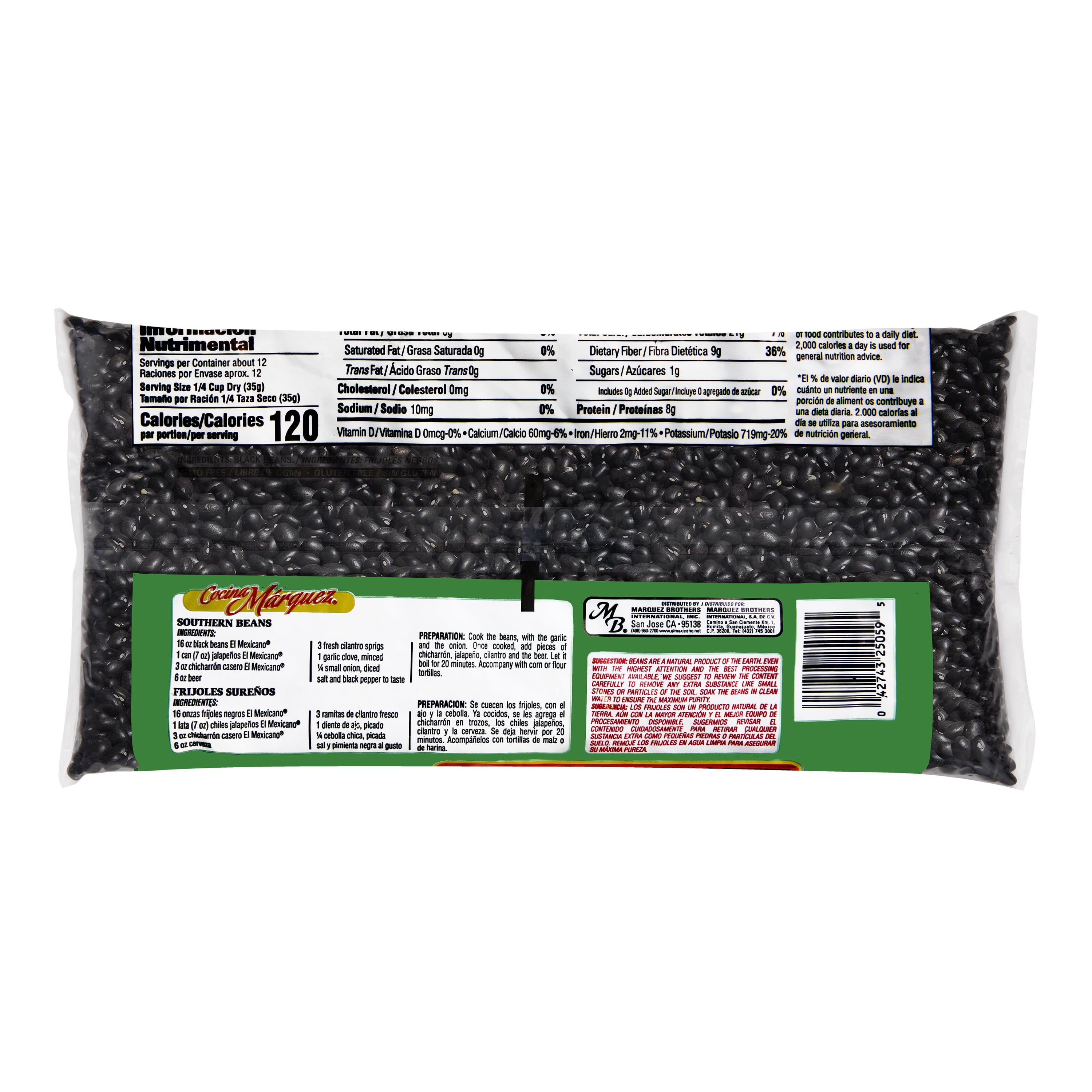 (2 pack) El Mexicano Black Beans, 1 lb Bag