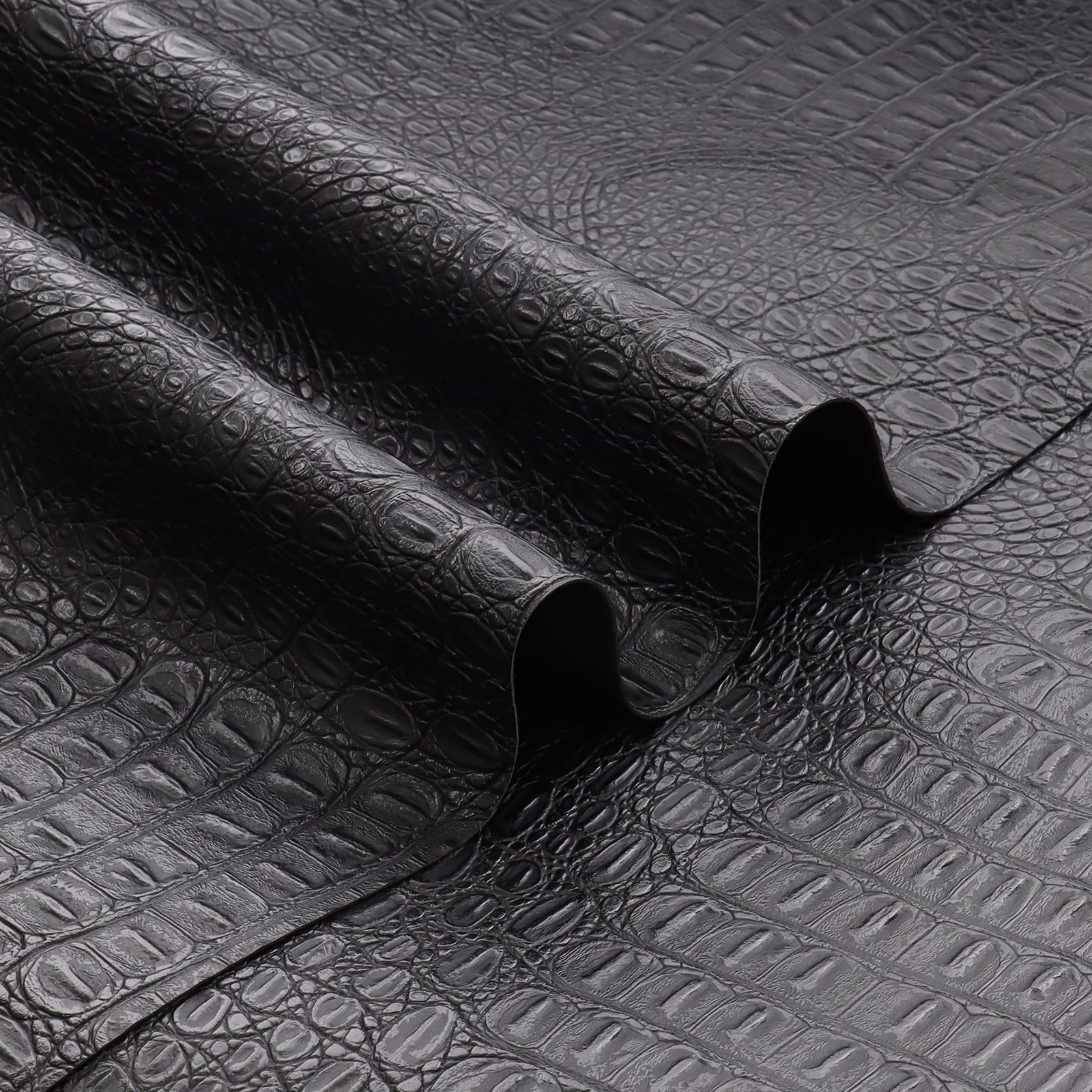 EdgeSeal Faux Leather Fabric, 54 in x 36 in, Crocodile Pattern, Upholstery Crafts, Black