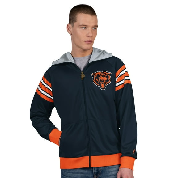 Men's Pro Player Navy/Orange Chicago Bears Helmet Full-Zip Hooded Track Jacket