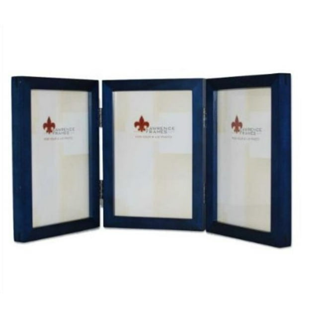Lawrence Frames Lawrence Frames 4x6 Hinged Triple Blue Wood Picture Frame - Gallery Collection
