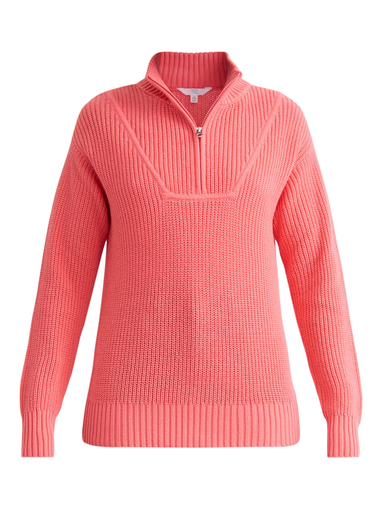 Time and Tru Women's Half Zip Pullover Sweater, Midweight, Sizes XS-XXXL
