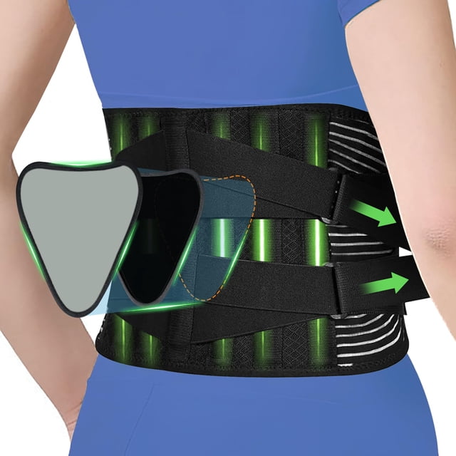 Faja lumbar ajustable y transpirable para hombres y mujeres, ideal para aliviar el dolor de espalda superior e inferior, sedentarismo, ciática, escoliosis y hernia discal. Ideal para el hogar, fitness