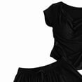 thumbnail image 3 of FRSASU Women's Pajamas 2 Piece Pjs Cozy Short Sleeve Sleepwear Set Summer Pajamas Set Flowy Casual Loose Lounge Sets Black, 3 of 6