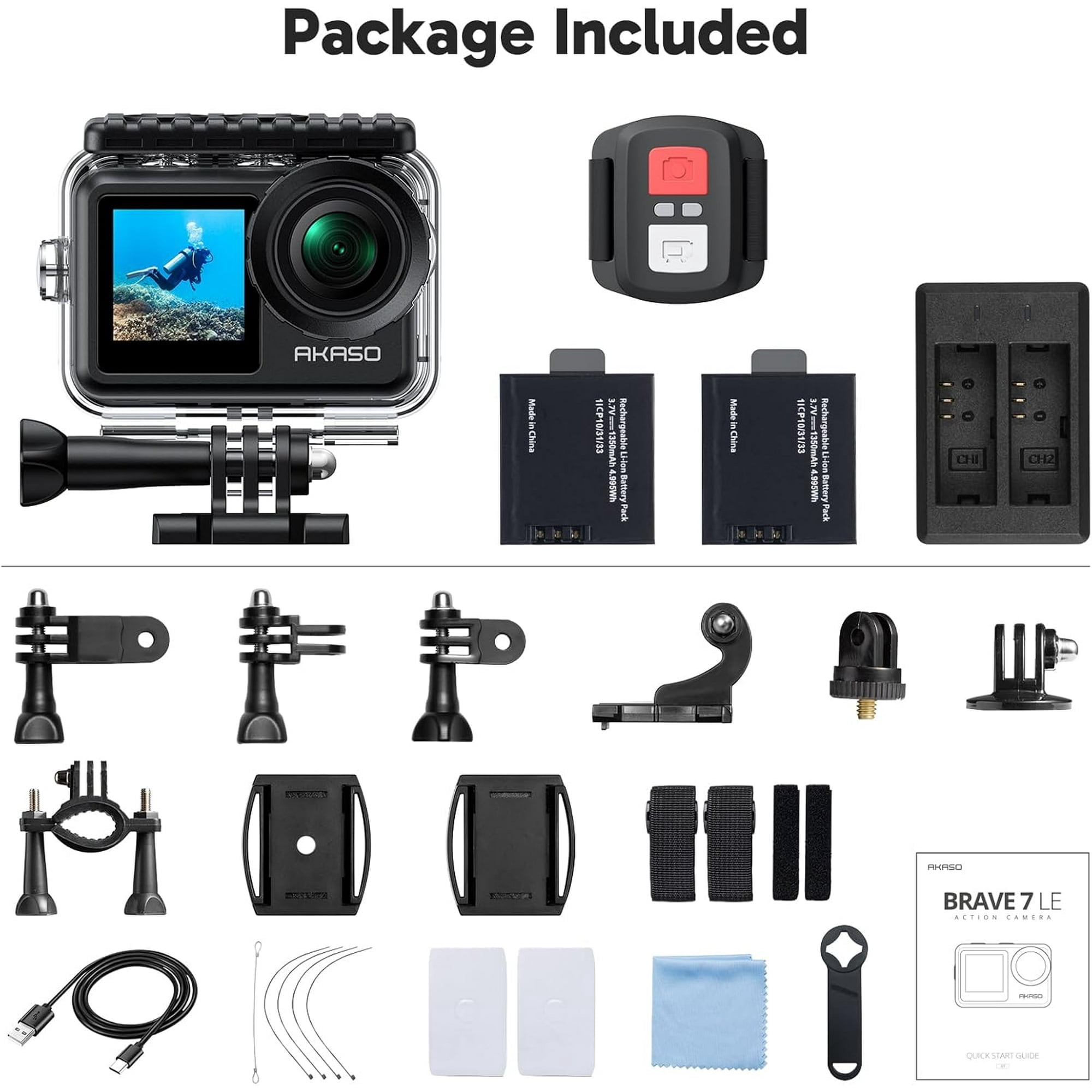 AKASO, Action Camera, 4K60FPS, Waterproof 131ft, Touch Screen