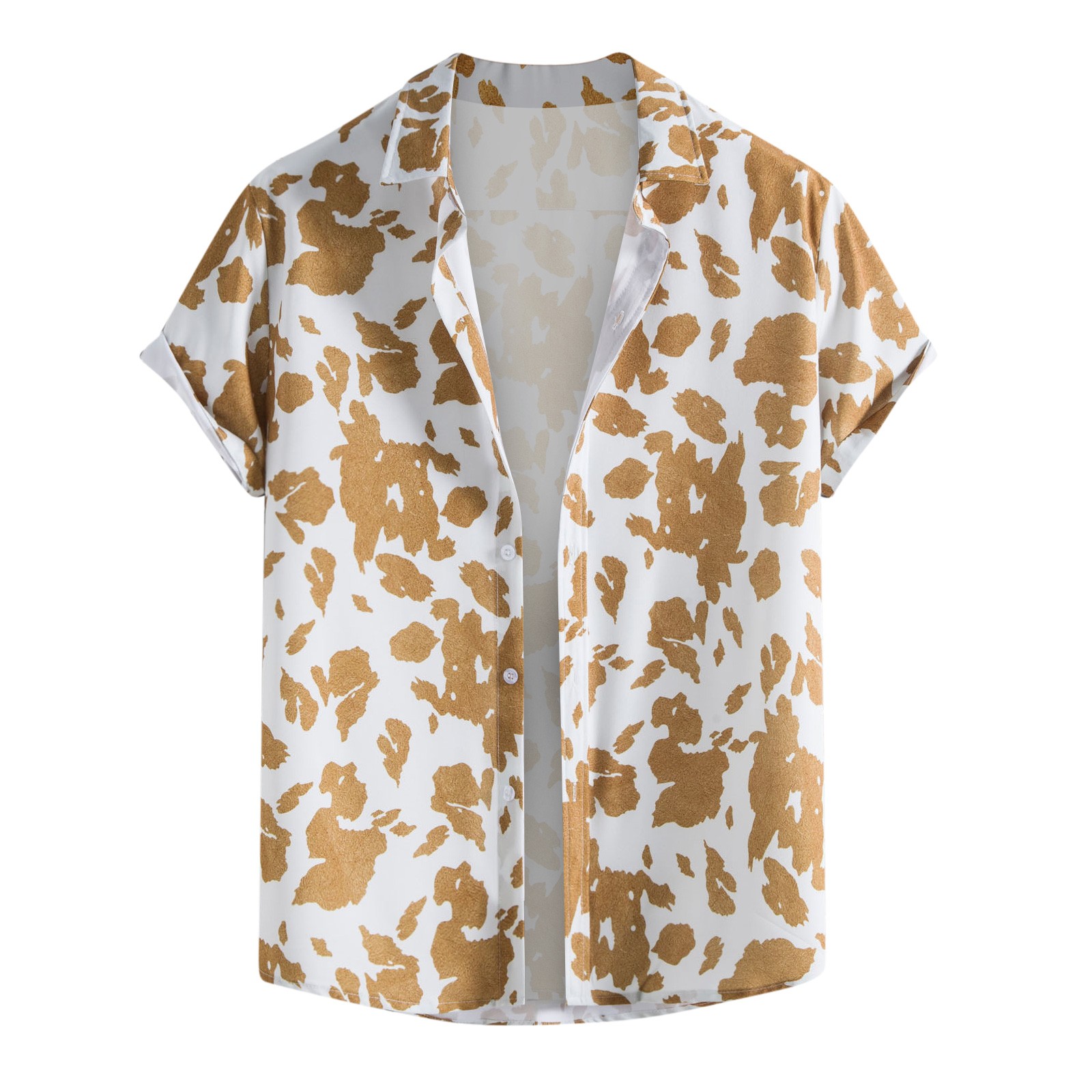 Mens Button down Pajama Shirt Mens 3D Digital Printing Pocket Buckle