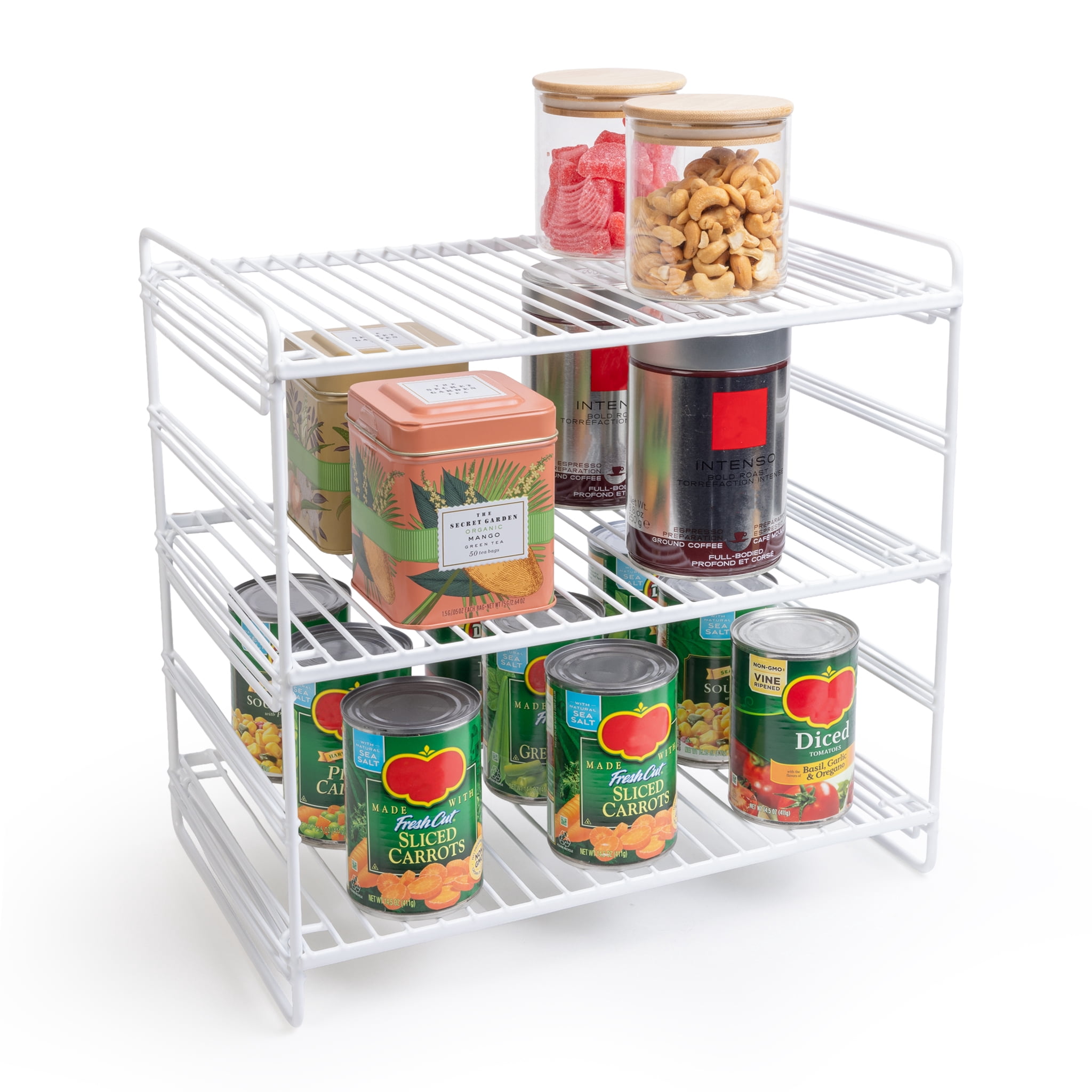 Mainstays Organizer Kitchen Adjustable 3-Tiers Steel Dimensions: 10.5" W x 10.5" D x 15.64" H Storage Shelves White
