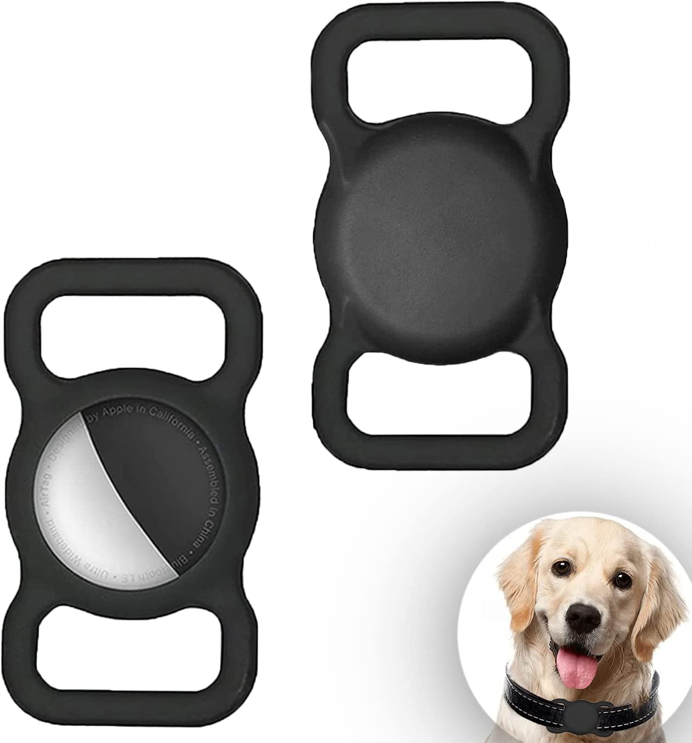 2Pack Dog Collar Holder Compatible with AirTag, Soft Silicone
