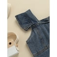 thumbnail image 4 of Honganda Denim Playsuit, Casual Solid Color Fly Sleeve Square Collar Romper, 4 of 8