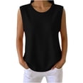 thumbnail image 2 of Mifsaly Womens Ribbed Sleeveless Tank Tops Casual Crewneck Muscle Shirts Summer Loose Fit Basic Activewear Undershirts Black,XL, 2 of 7