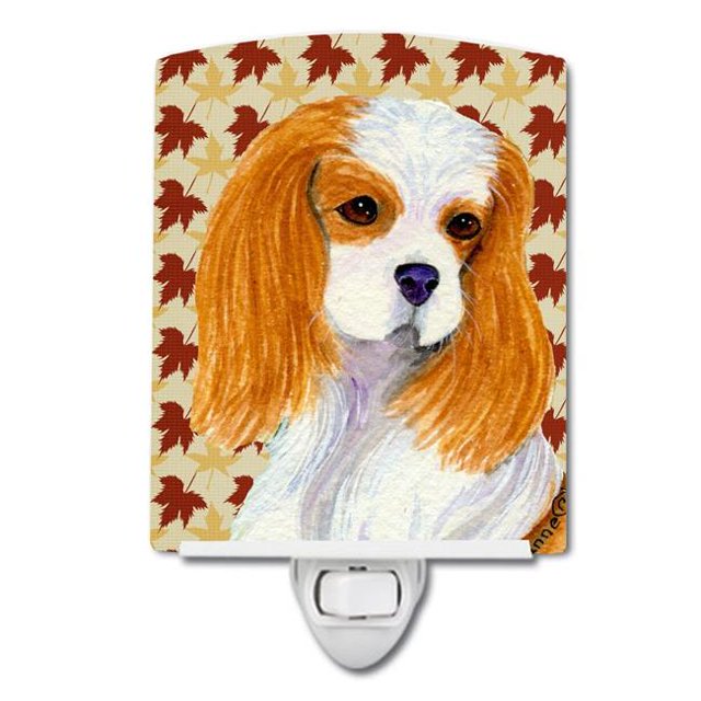 Carolines Treasures SS4329CNL Cavalier Spaniel Fall Leaves Portrait Ceramic Night Light